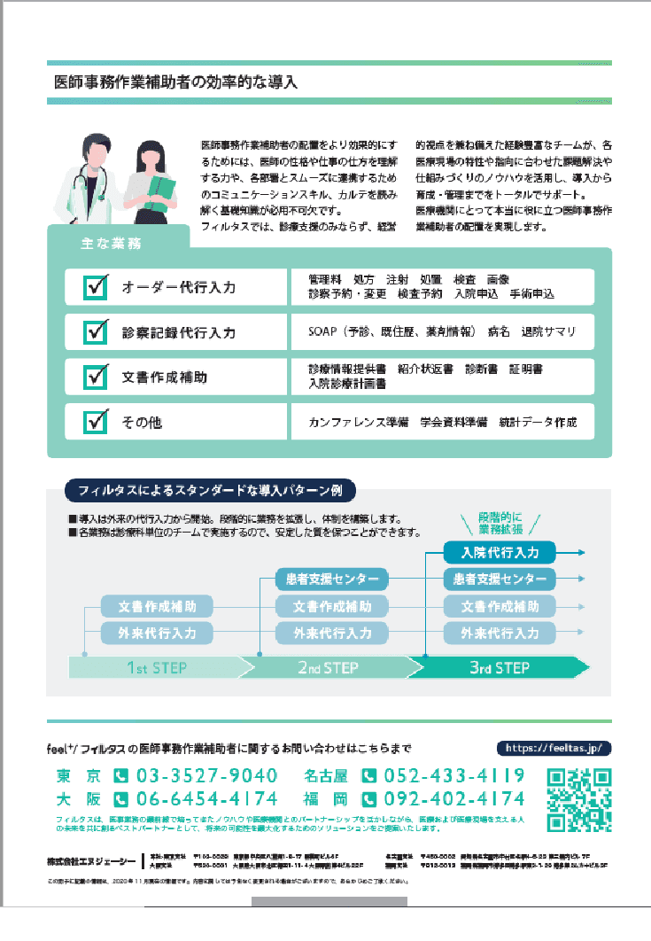 【医師の働き方改革を促進する】feel+医師事務作業補助者