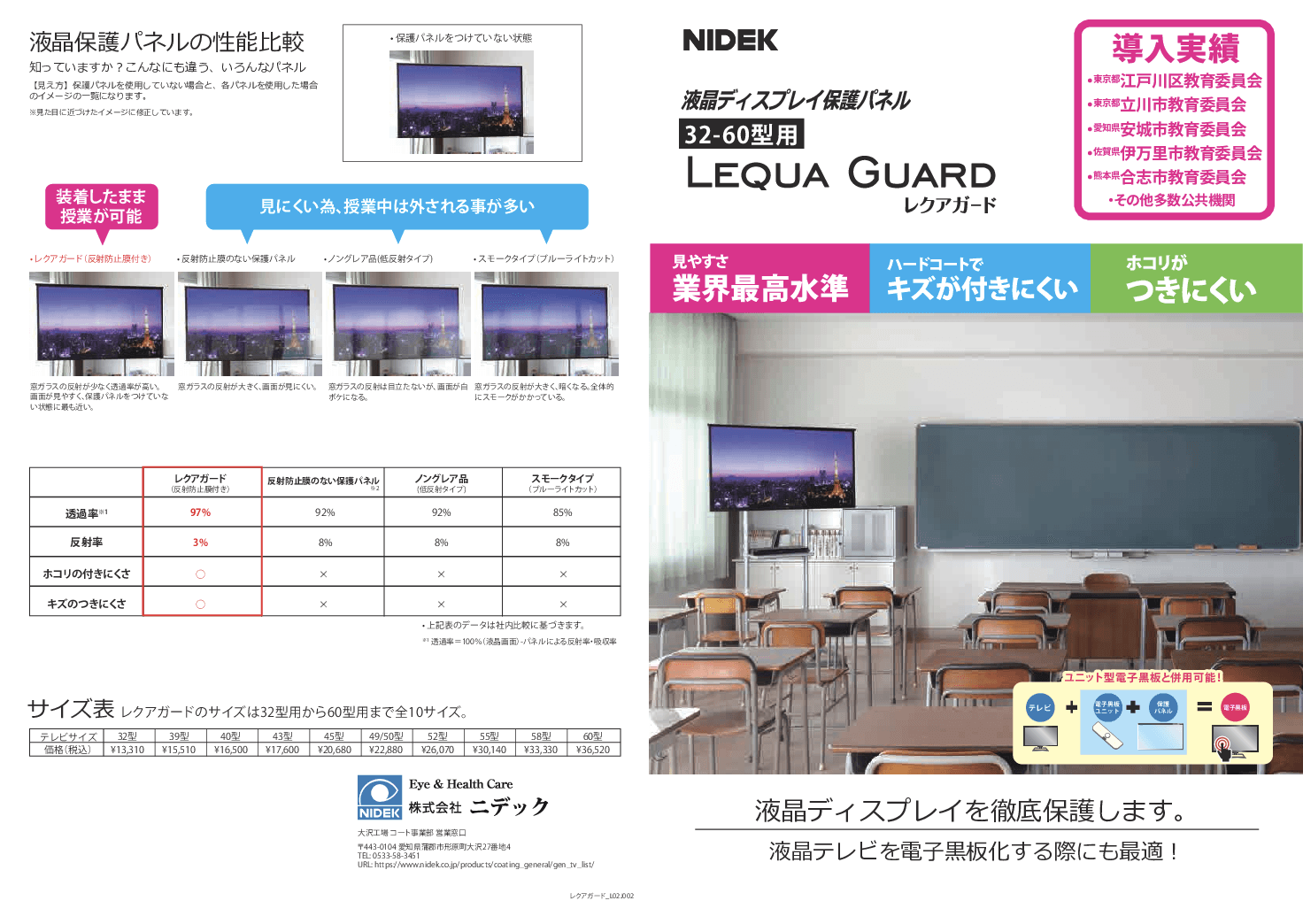 ディスプレイ保護パネル「レクアガード」／飛沫対策フェイスガード／飛沫対策アクリル防護板