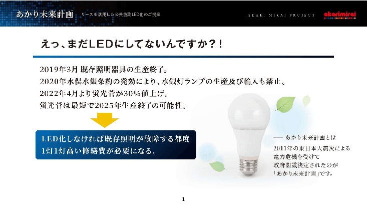 【電気料金高騰対策に有効】リースを活用した自治体全施設一括LED化のご提案