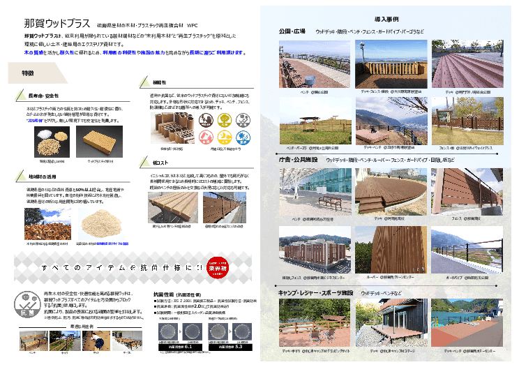 木材・プラスチック再生複合材WPC「那賀ウッドプラス」