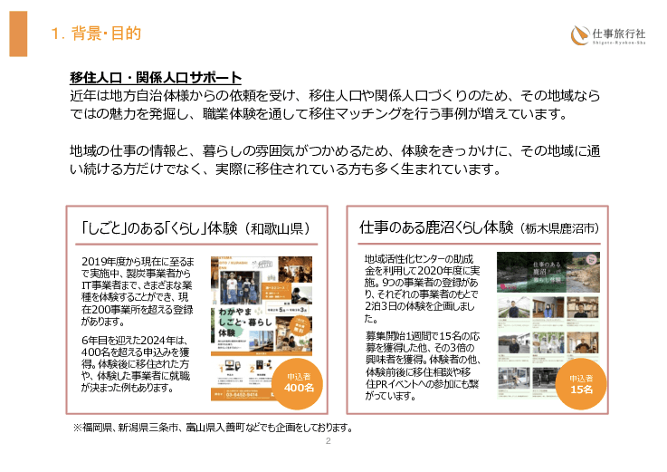 地域の魅力を“体験”で実感！移住・就業・交流体験プログラム