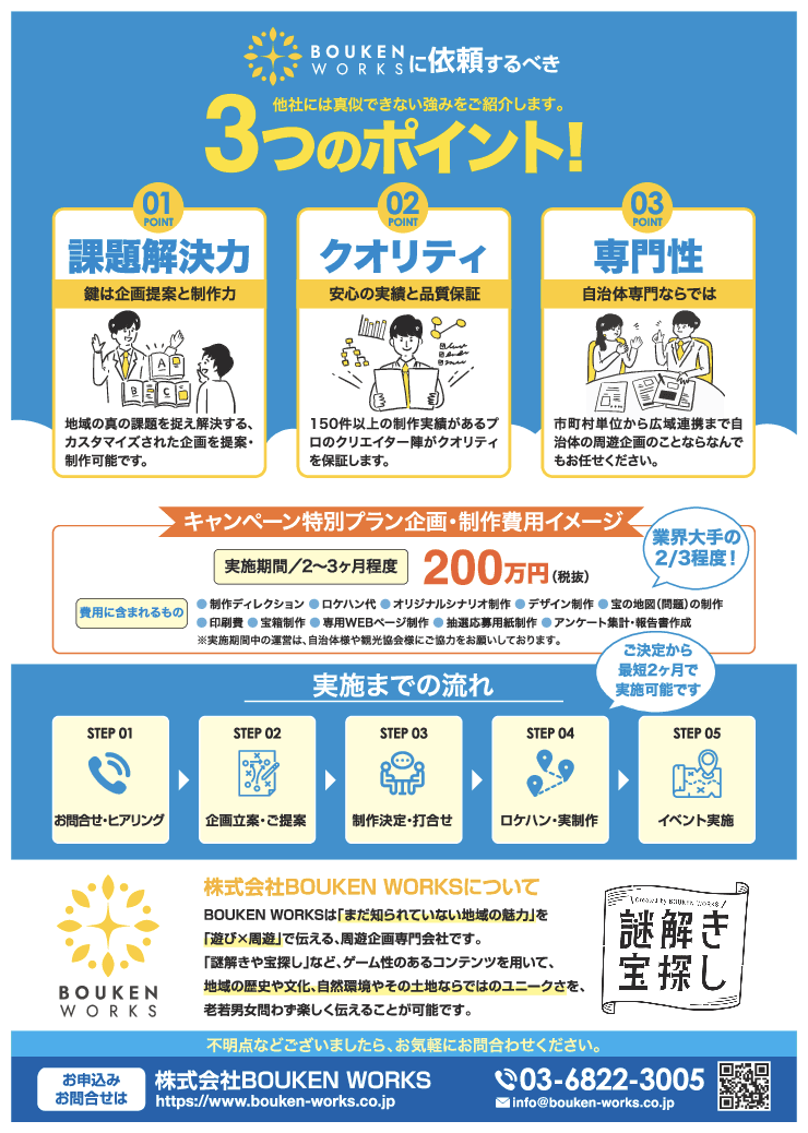 地域の観光課題を解決する周遊企画！謎解き宝探しイベント