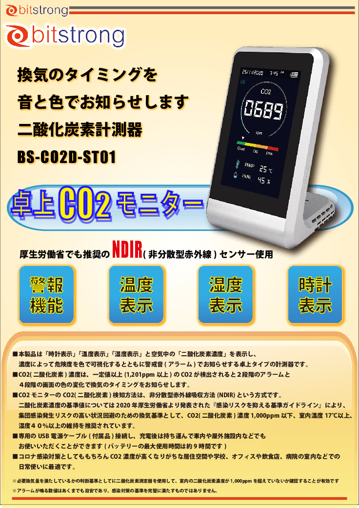卓上型CO2モニター BS-CO2D-ST01