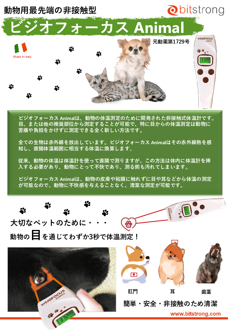 動物用非接触体温計「ビジオフォーカス Animal」