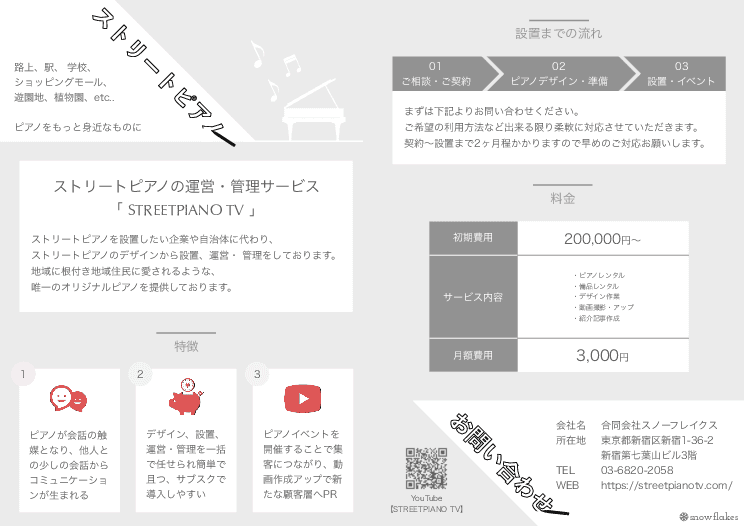 ストリートピアノの運営・管理サービス  「STREETPIANO TV」