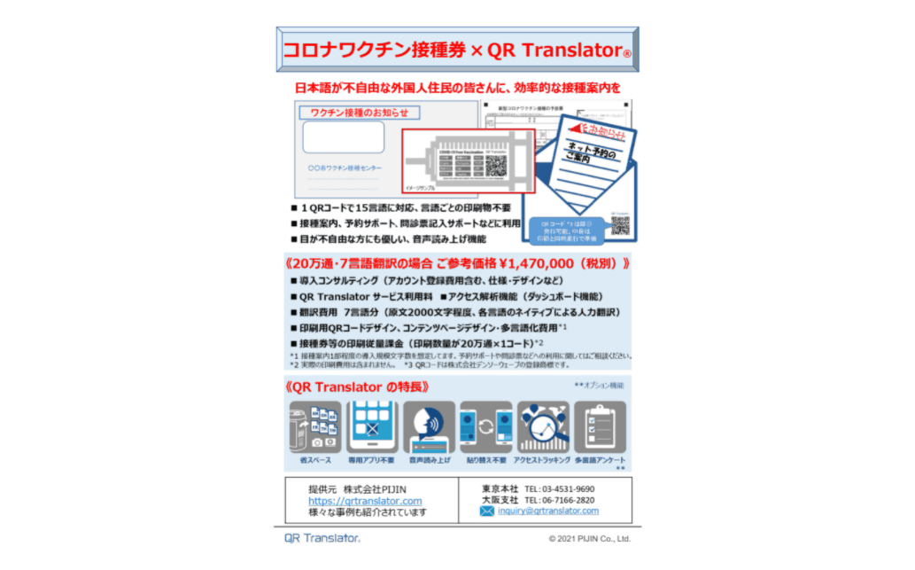 コロナワクチン接種券 × QR Translator