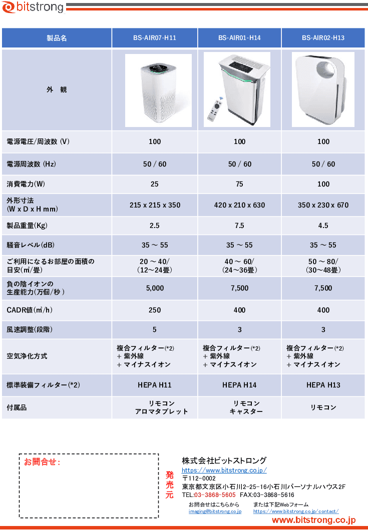 (COVID‑19対策)BS-AIRシリーズ 空気清浄機