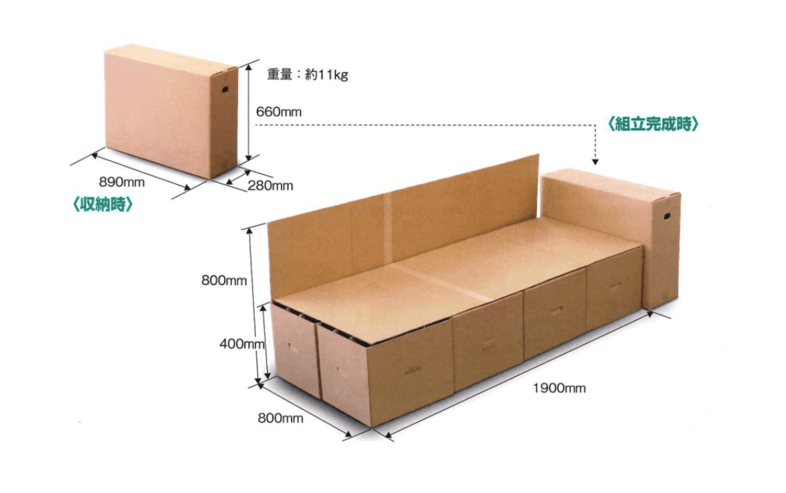 災害備蓄用ダンボールベッド「ストロング」（提供：株式会社中川製作所）