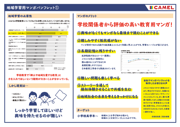 親しみやすいマンガでふるさとを知る！地域学習用マンガパンフレット
