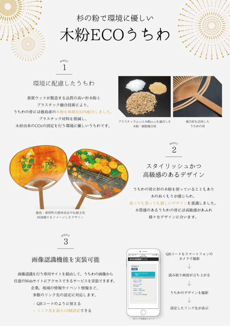 杉の粉で環境に優しい「木粉ECOうちわ」