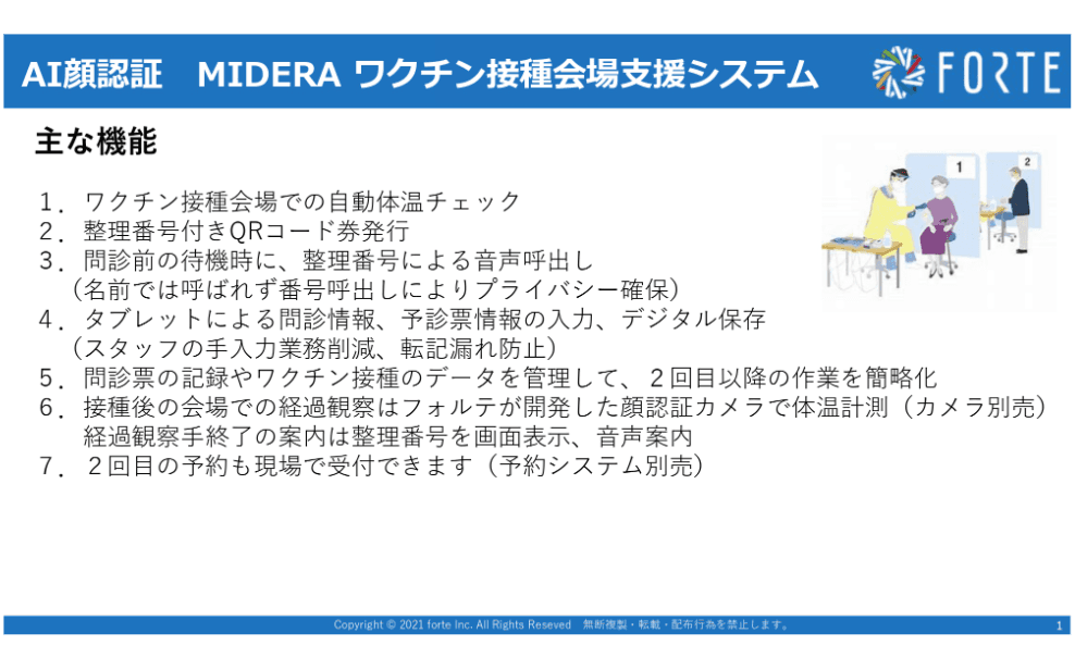 ワクチン接種会場支援システム「MIDERA VACCINE(ミデラワクチン)」