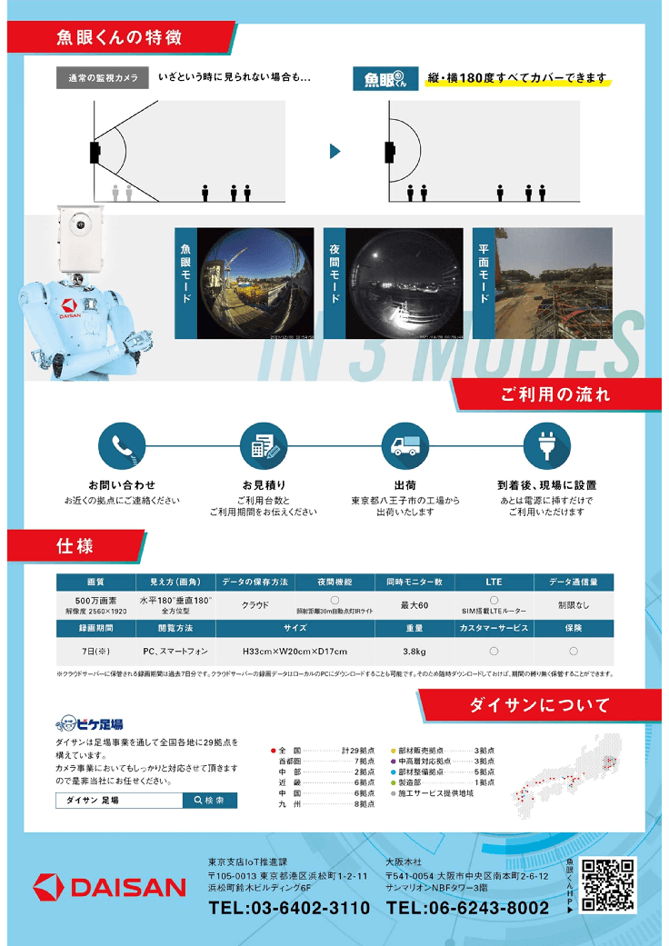 クラウド型遠隔現場管理カメラ「魚眼くん」