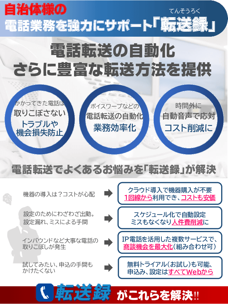 クラウド型電話転送サービス「転送録」