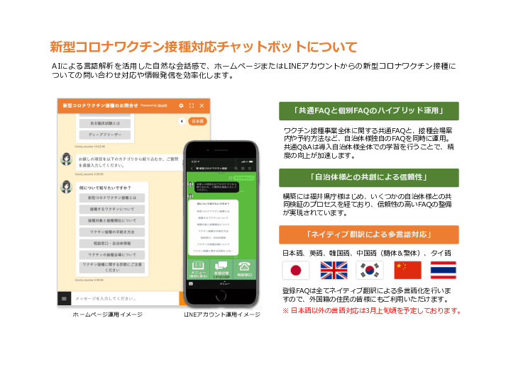 新型コロナワクチン接種対応チャットボット