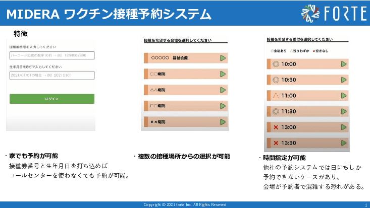 ワクチン接種にも対応した予約システム「MIDERA BOOKING(ミデラブッキング)」