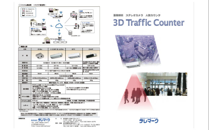 屋内用ピープルカウンタ　《3Dトラフィックカウンタ》