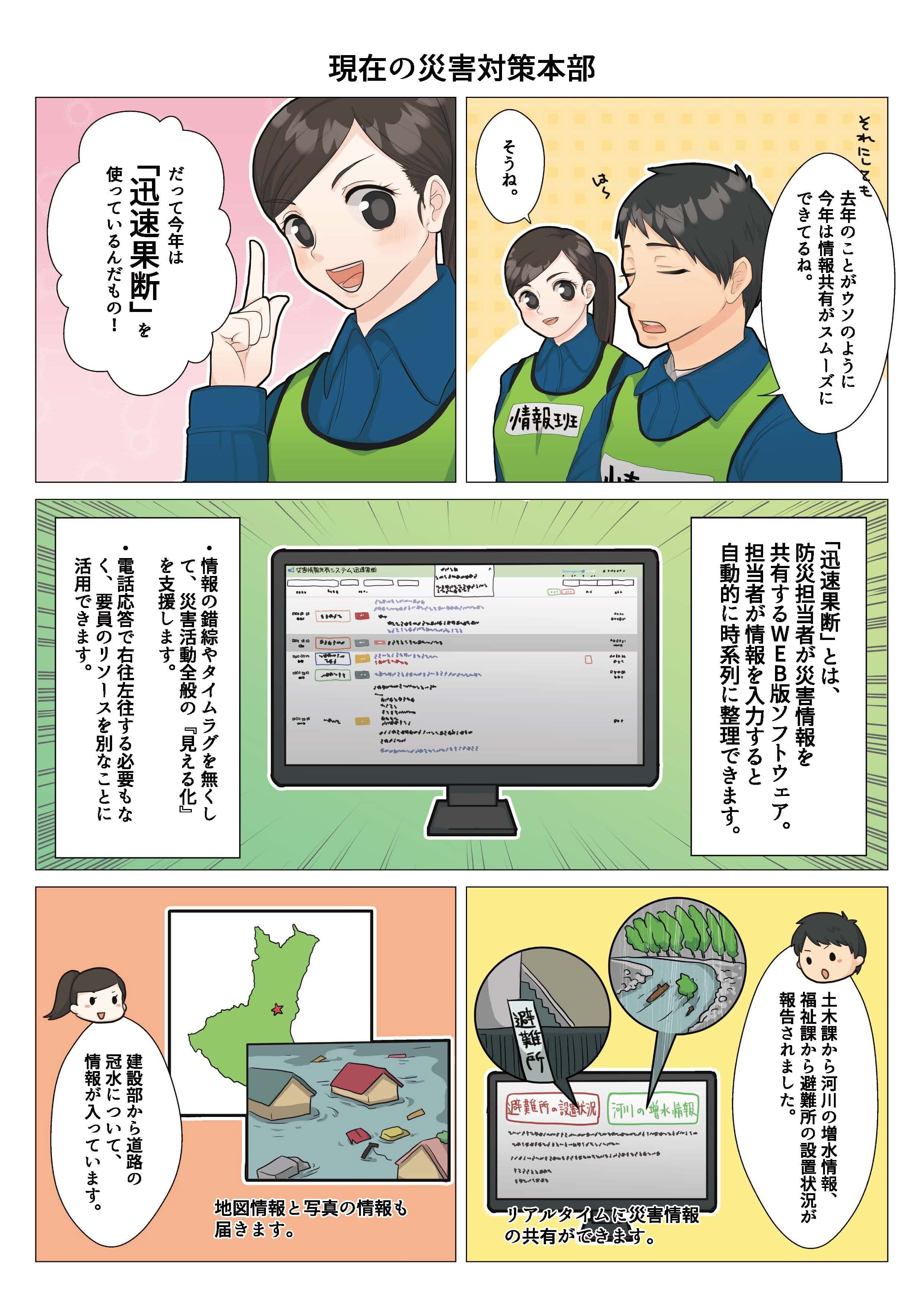 クロノロジー型防災ソリューション 災害情報共有システム「迅速果断」