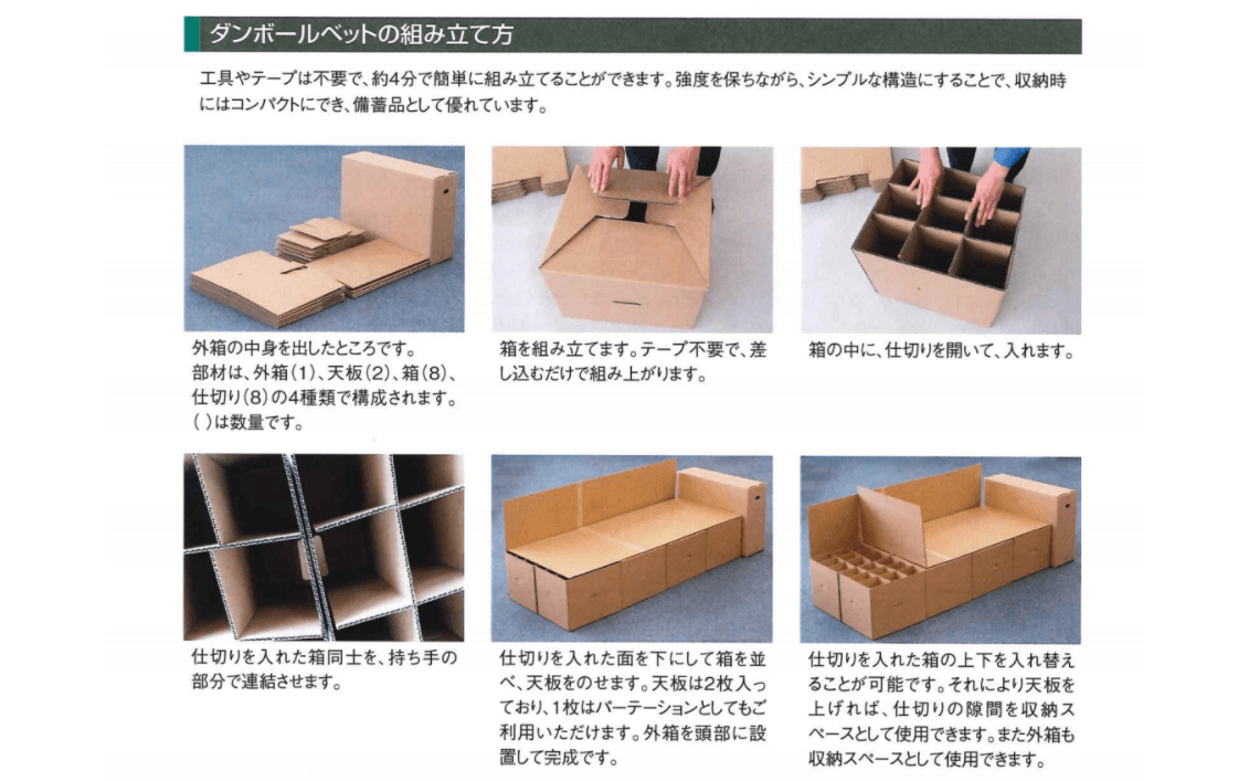災害備蓄用ダンボールベッド「ストロング」（提供：株式会社中川製作所）