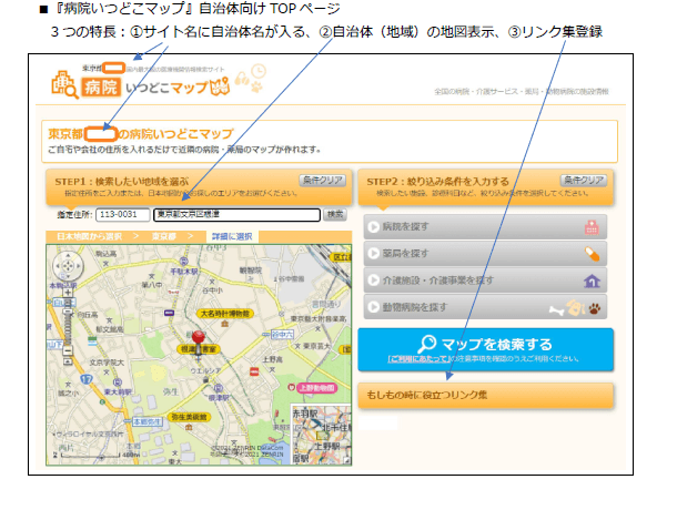 地域包括ケア対応「病院いつどこマップ」