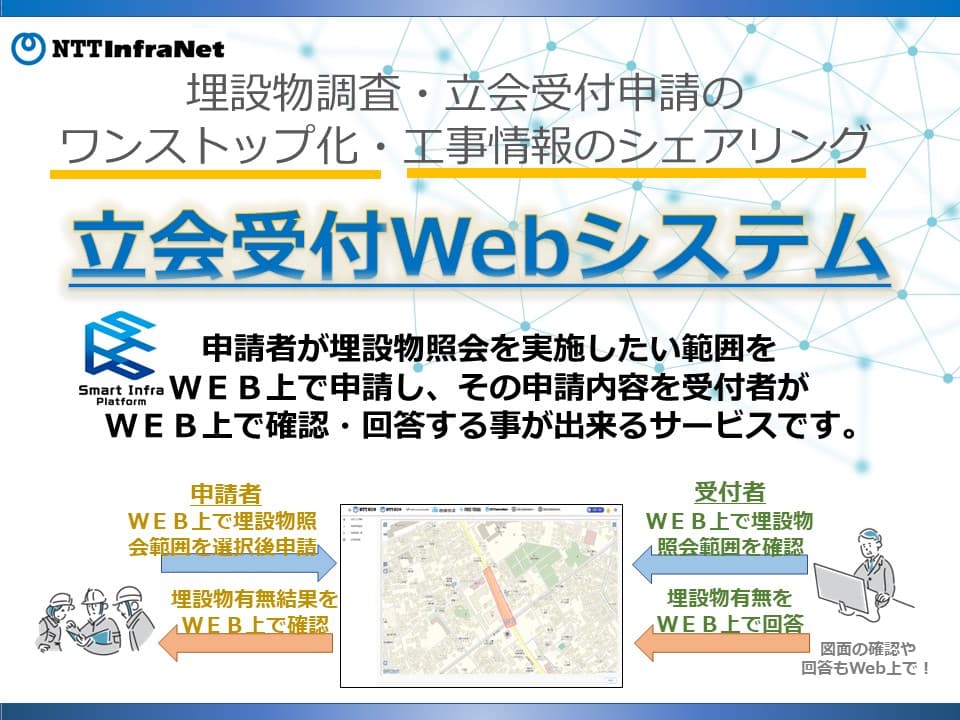 地下埋設物調査・施工協議・立会受付申請のデジタル化を実現！ 「立会受付Webシステム」
