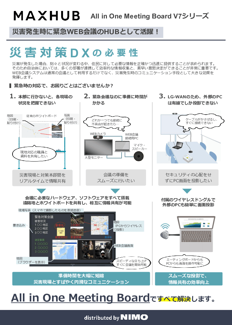【4自治体の導入事例集】災害時の情報共有を強化!防災DXを後押しする電子黒板MAXHUB「All in One Meeting Board」