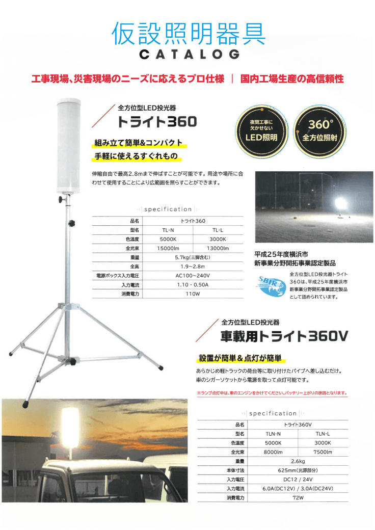 全方位型LED投光器「トライト360」