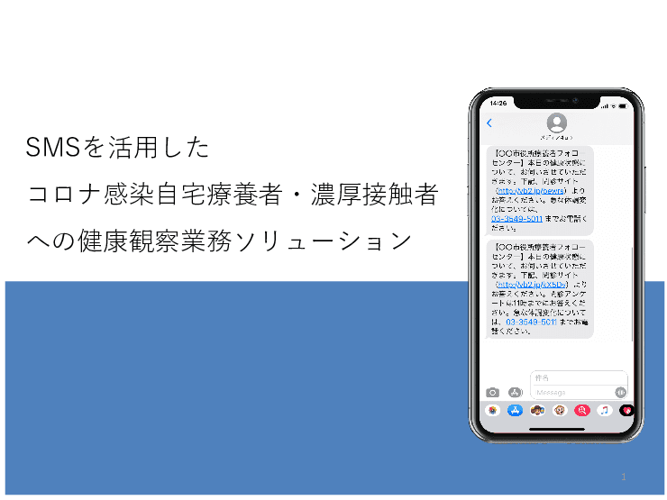 SMSを活用したコロナ感染自宅療養者・濃厚接触者への健康観察業務ソリューション