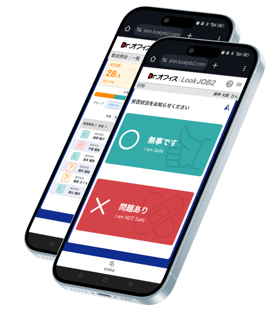 【登録人数無制限・定額制】安否確認つき勤怠管理システム「DrオフィスLookJOB2」【BCP(事業継続計画)対策対応】