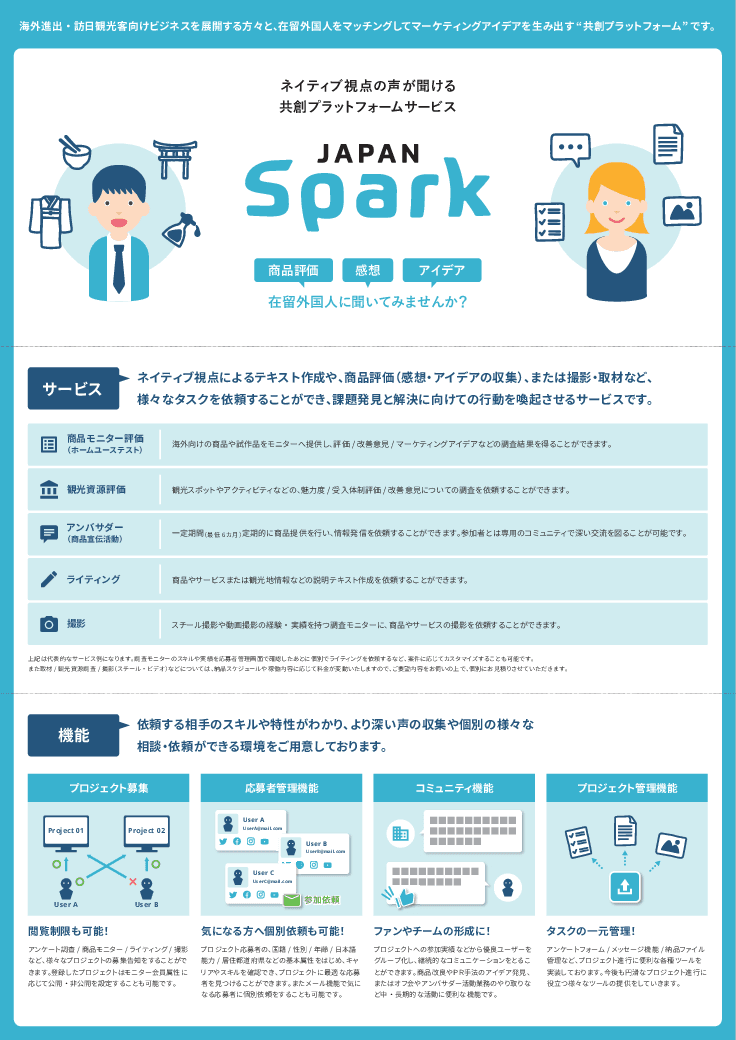 ネイティブ視点の声が聞ける共創プラットフォームサービス「Japan Spark」