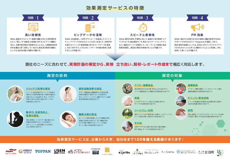 観光サービスのリラックス、疲労回復効果の測定