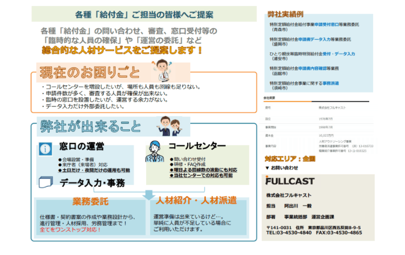 各種給付金の支給・申請管理業務(BPO事業)のご提案